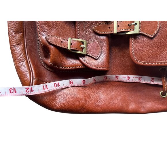 Vtg Vera Pelle Italian Leather Backpack Brown Cognac Made in Italy Bag Luxury - Picture 8 of 11